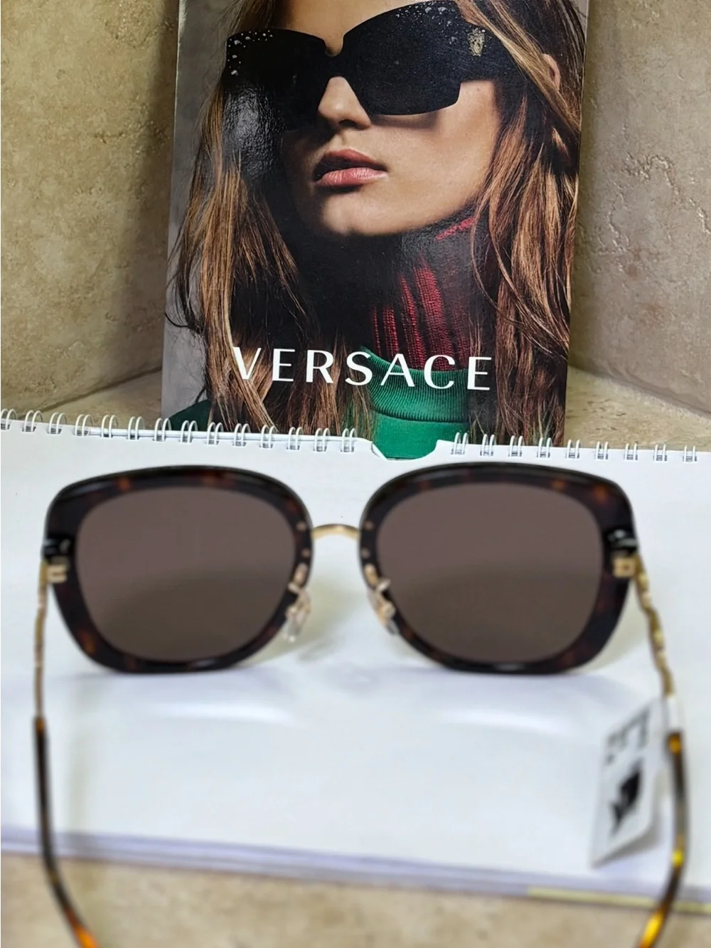 New Versace MOD4407-D 108/73  Tortoiseshell Square Sunglasses - Brown Lenses